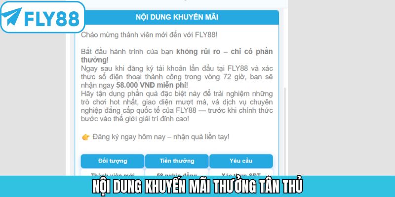 Nội dung về ưu đãi chào mừng của Fly88